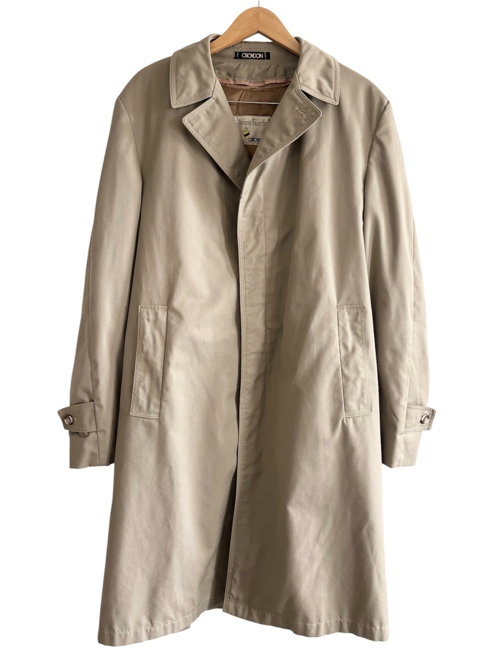 Vintage Beige Trench Coat Classic Single-Breasted Wool Lined